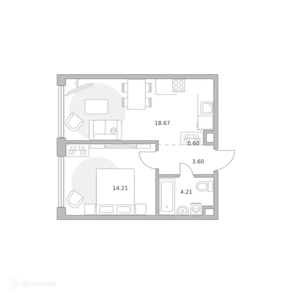 Планировка 1 комн. в ЖК MYPRIORITY (Майприорити) Мневники