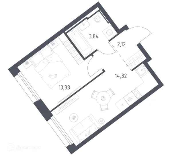 Планировка 1 комн. в Литературный квартал