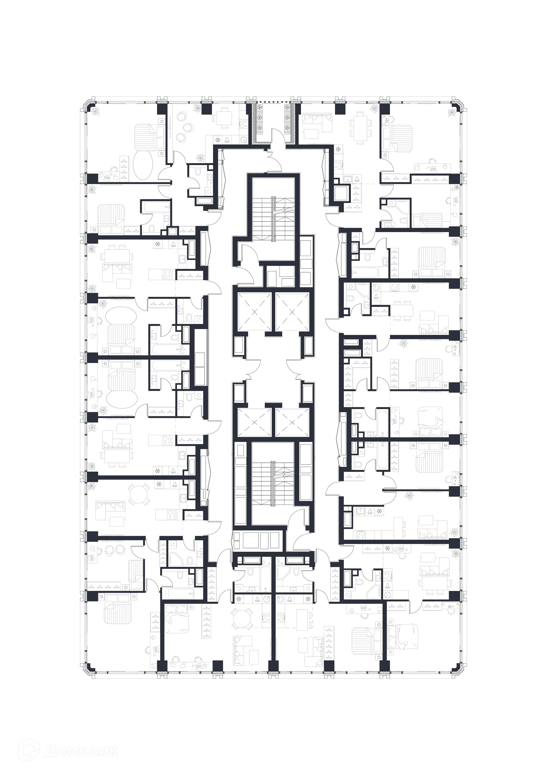 Планировка 2-комнатной квартиры 72.8 м² в ЖК «1-й Нагатинский», г. Москва — фото 3