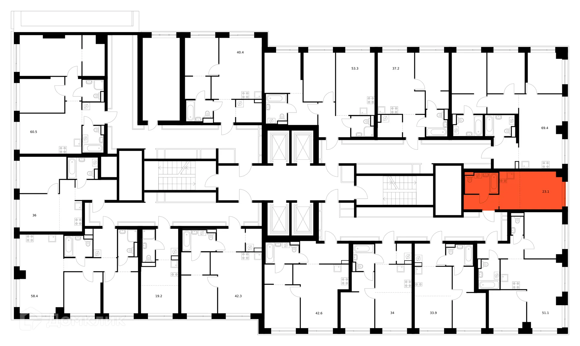Планировка студии квартиры 23.1 м² в «Нарвин», г. Москва — фото 3