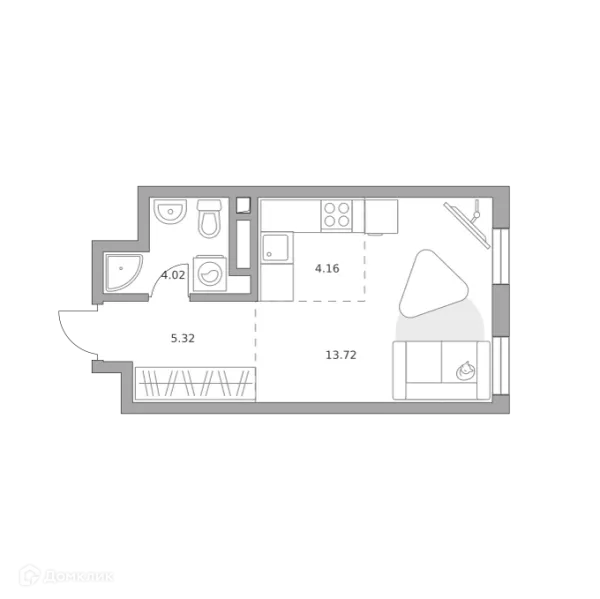 Планировка Студия в ЖК BeLuck Коломенское (БеЛук Коломенское)