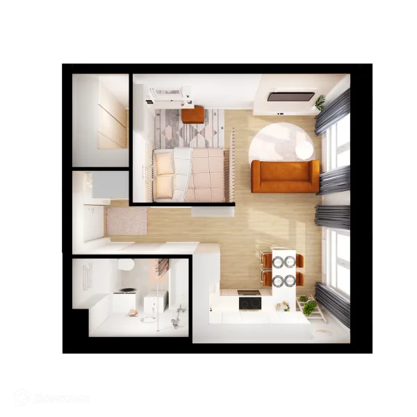 Планировка 1 комн. в ЖК Первый Дубровский