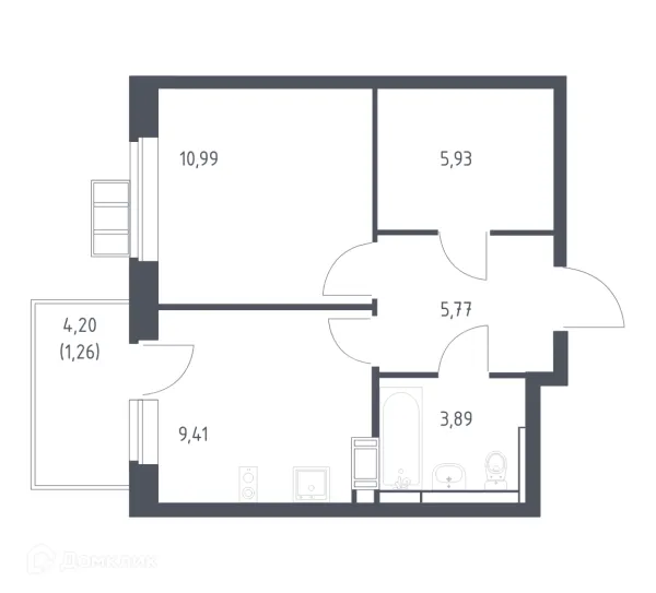 Планировка 1 комн. в ЖК Алхимово