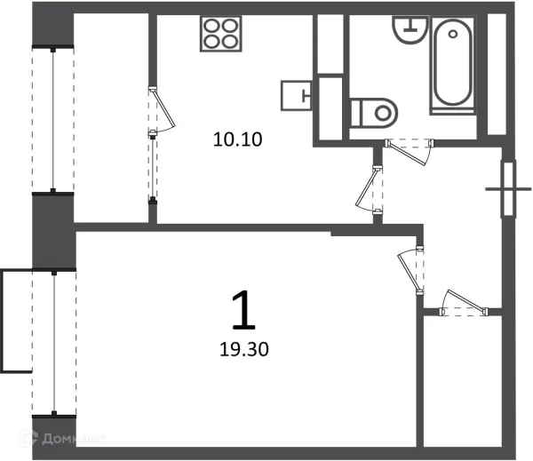 Планировка 1 комн. в Клинская ул., д. 2А (Московские кварталы)