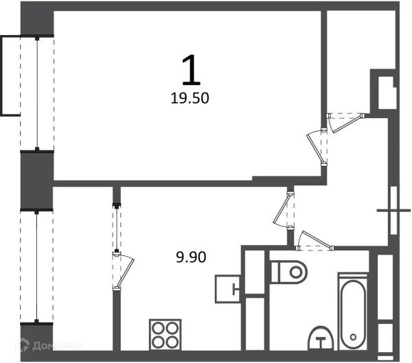 Планировка 1 комн. в Клинская ул., д. 2А (Московские кварталы)