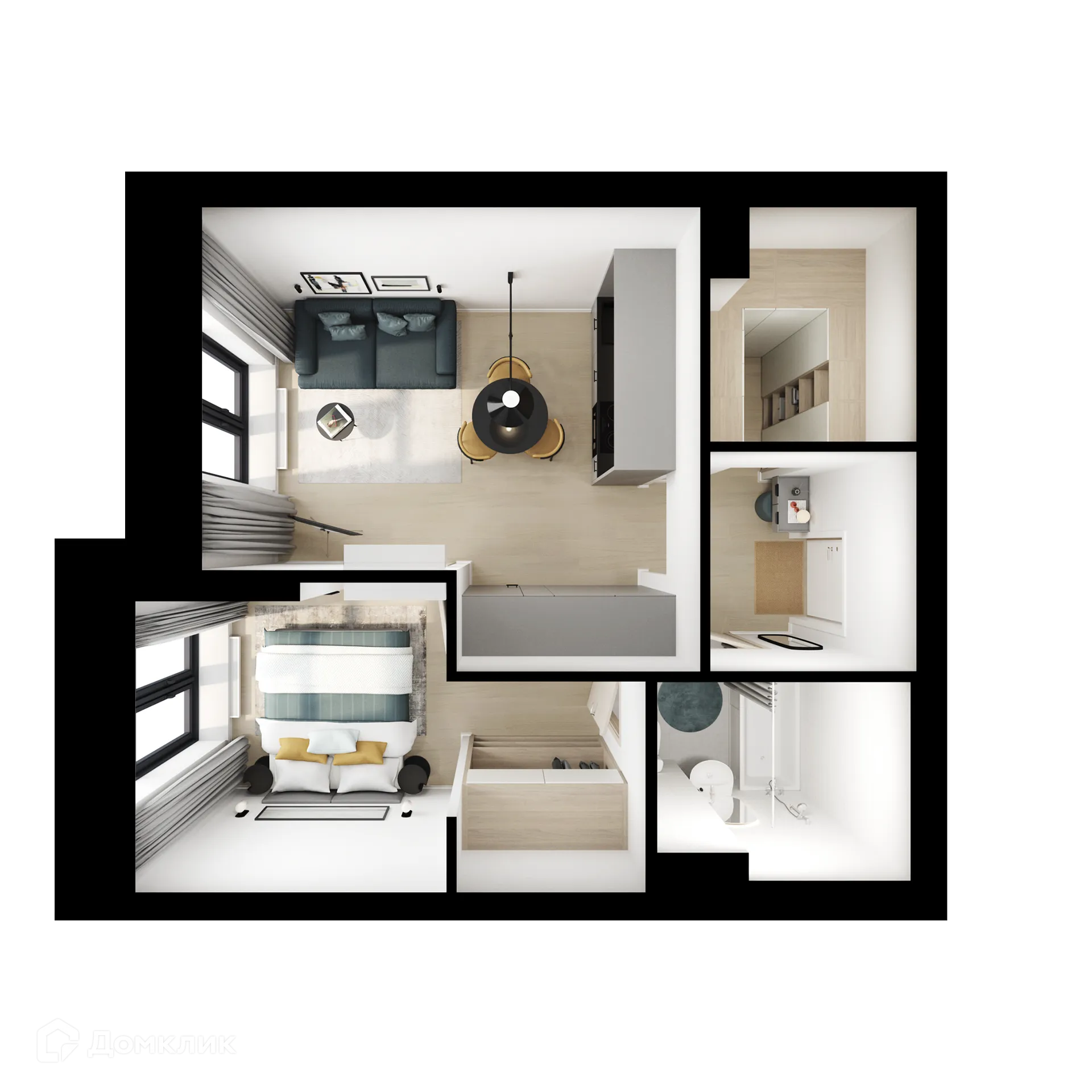 Планировка 1-комнатной квартиры 37.1 м² в ЖК Саларьево парк, г. Москва — фото 2