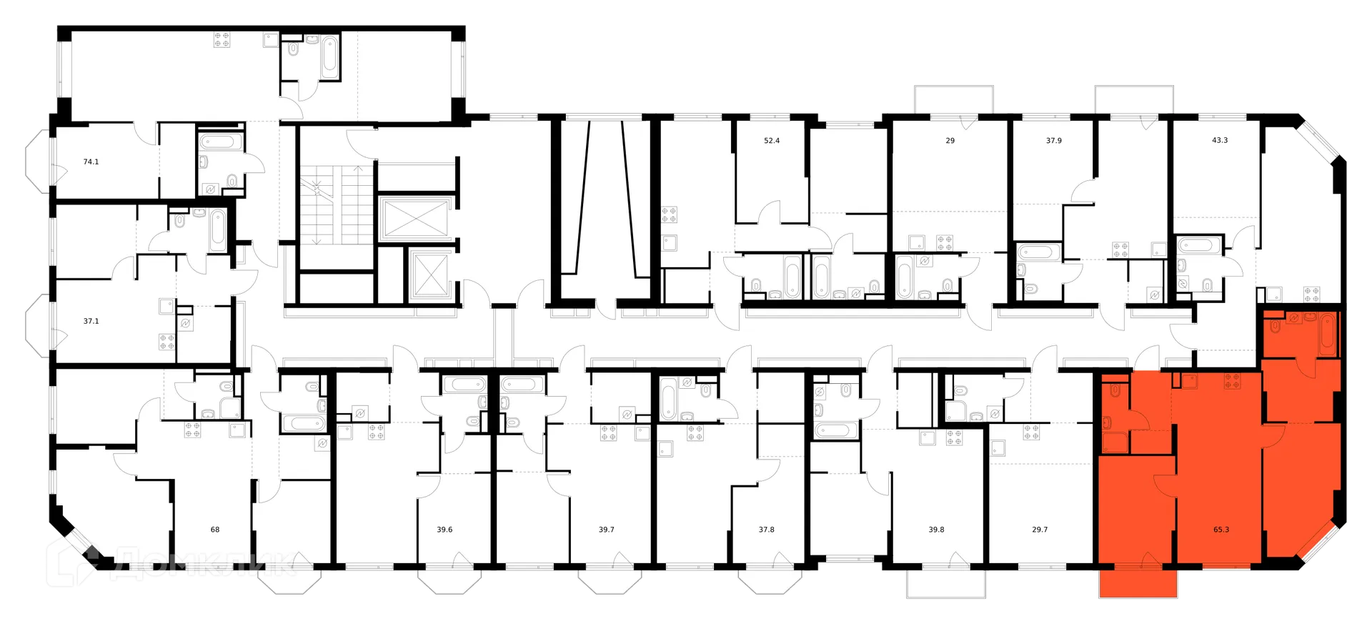 Планировка 2-комнатной квартиры 65.3 м² в ЖК Саларьево парк, г. Москва — фото 2