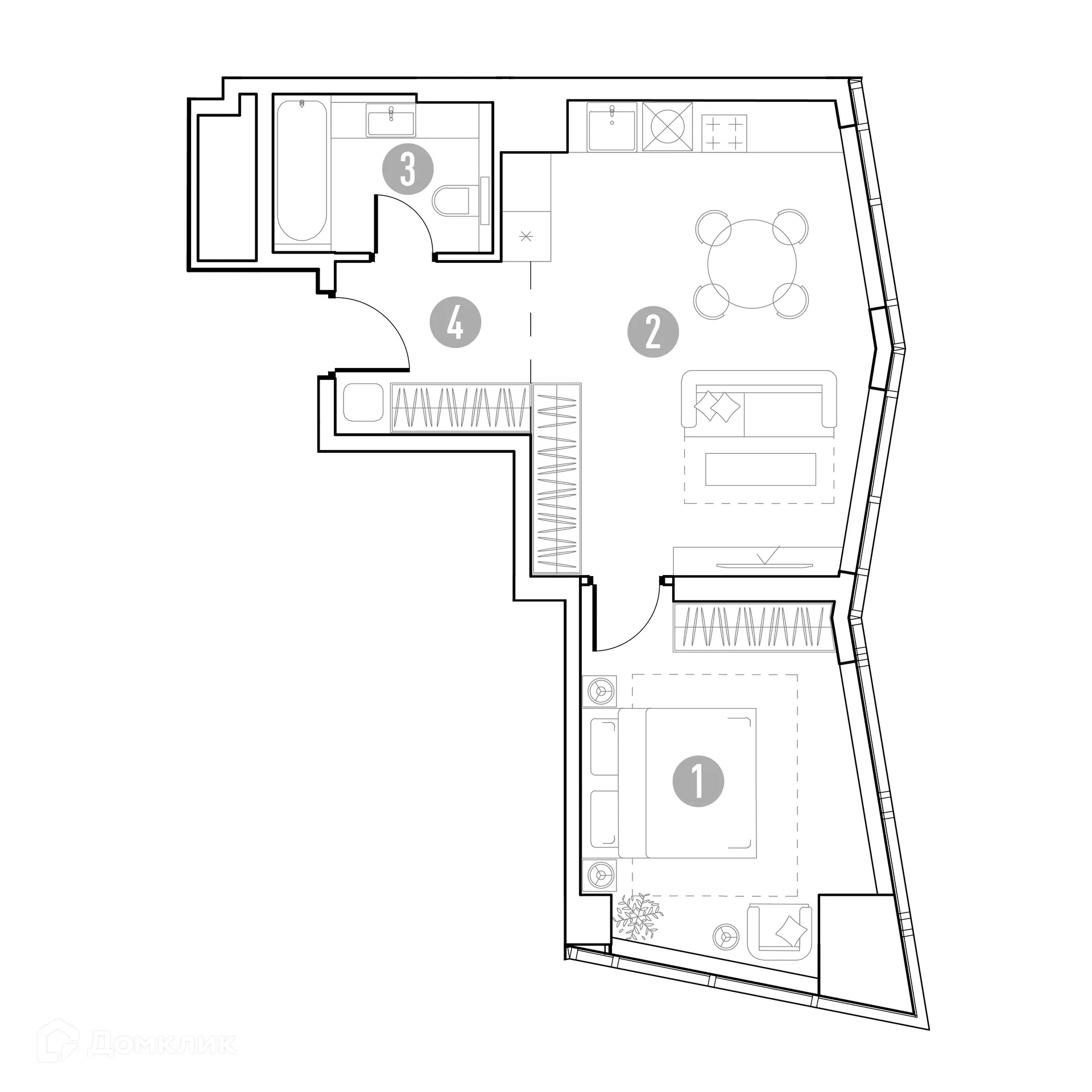 Планировка 1-комнатной квартиры 46.53 м² в УНО.Горбунова, г. Москва — фото 2