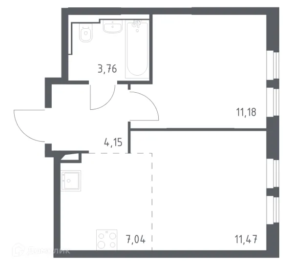 Планировка 1 комн. в ЖК  Остафьево