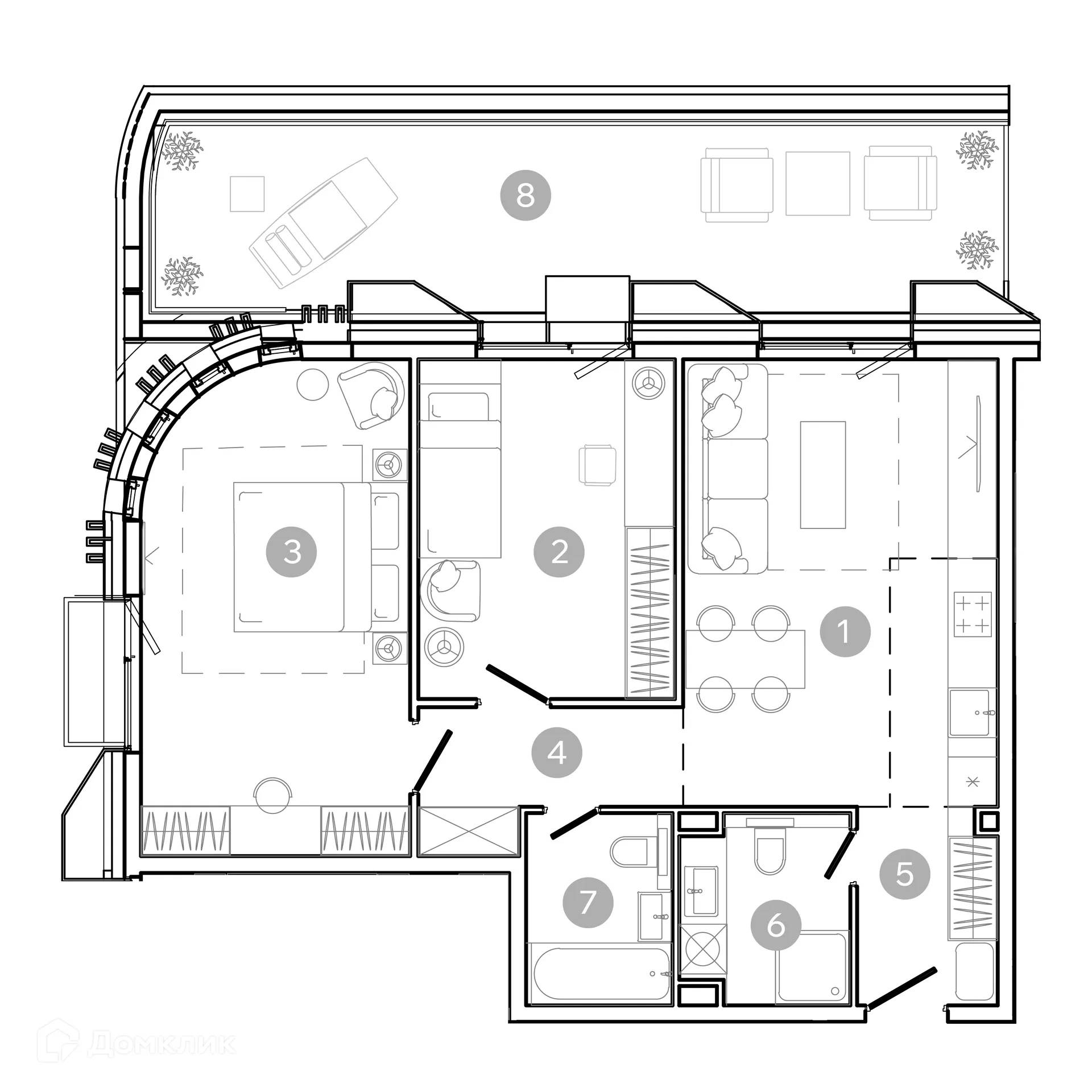 Планировка 3-комнатной квартиры 73.1 м² в ЖК UNO Соколиная гора, г. Москва — фото 2