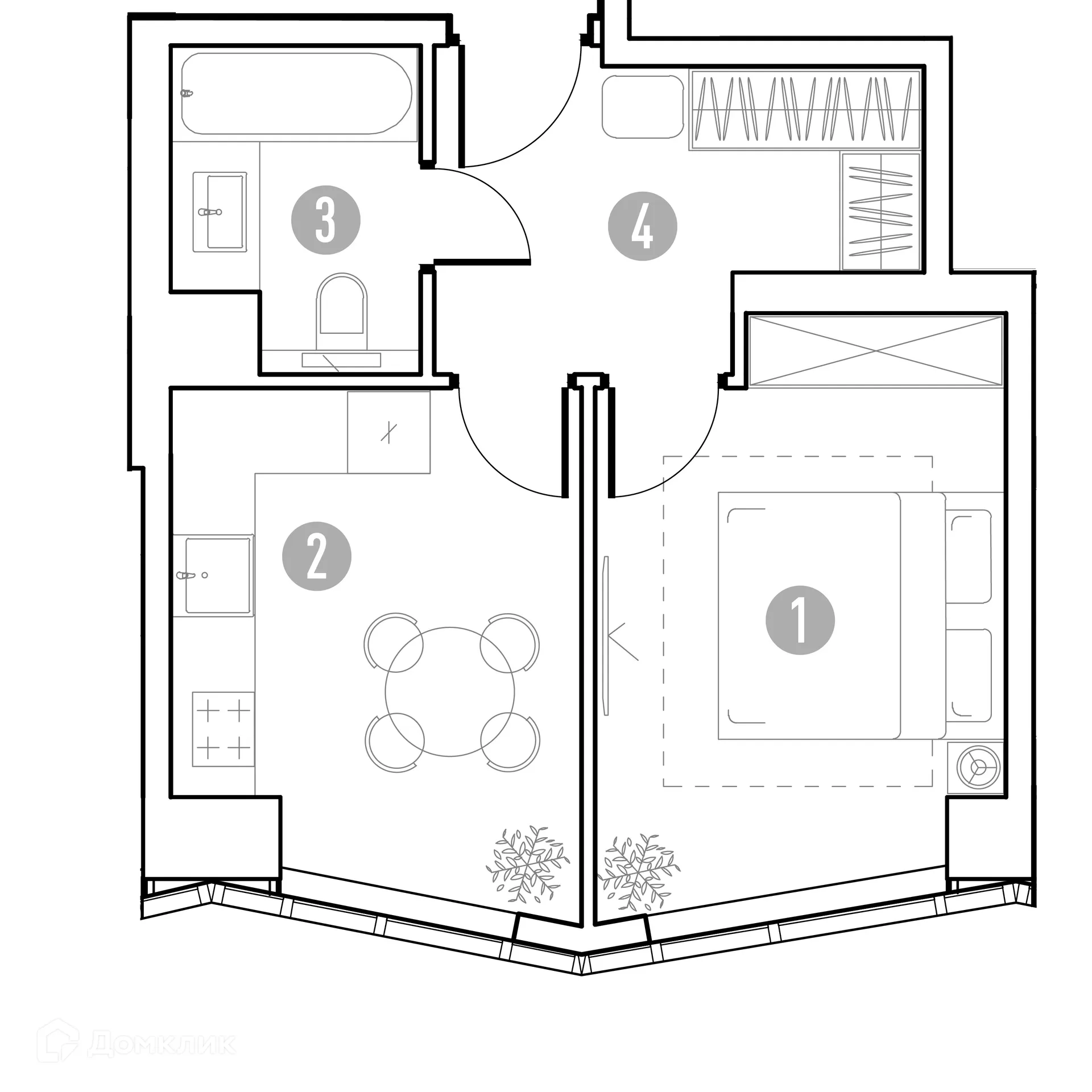 Планировка 1-комнатной квартиры 33.49 м² в УНО.Горбунова, г. Москва — фото 2