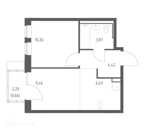 Планировка 1 комн. в ЖК Молжаниново