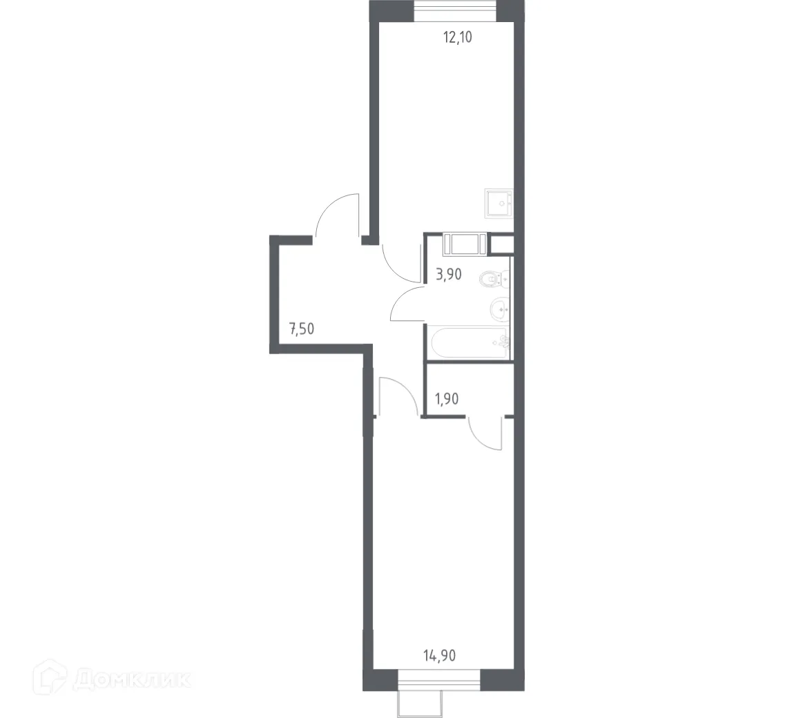 Планировка 1-комнатной квартиры 40.3 м² в ЖК Цветочные поляны, г. Москва — фото 1