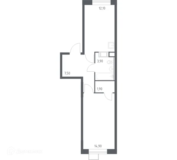 Планировка 1 комн. в ЖК Цветочные поляны