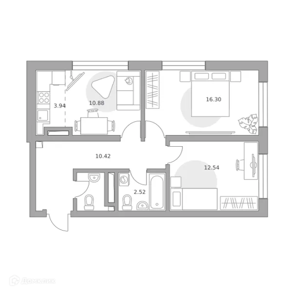 Планировка 3 комн. в ЖК Тринити