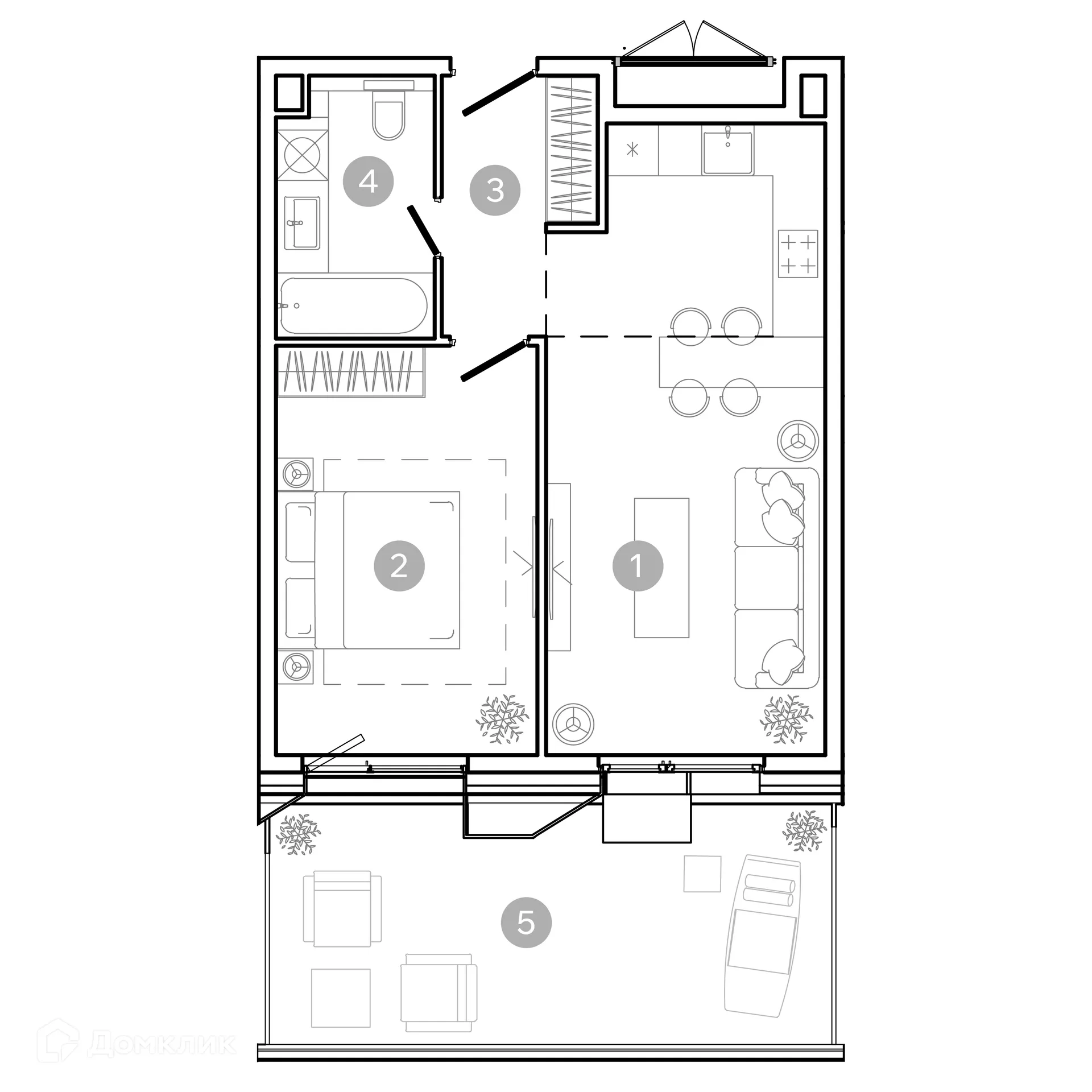 Планировка 2-комнатной квартиры 50.8 м² в ЖК UNO Соколиная гора, г. Москва — фото 2