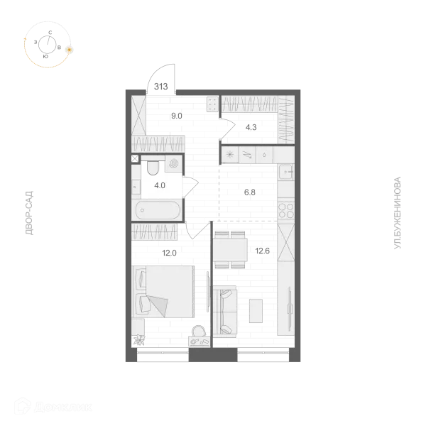 Планировка 1 комн. в ЖК ARTEL (Артель)