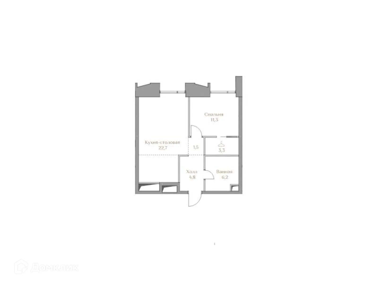 Планировка 1-комнатной квартиры 49.8 м² в ЖК «Luzhniki Collection (Коллекция Лужники)», г. Москва — фото 1