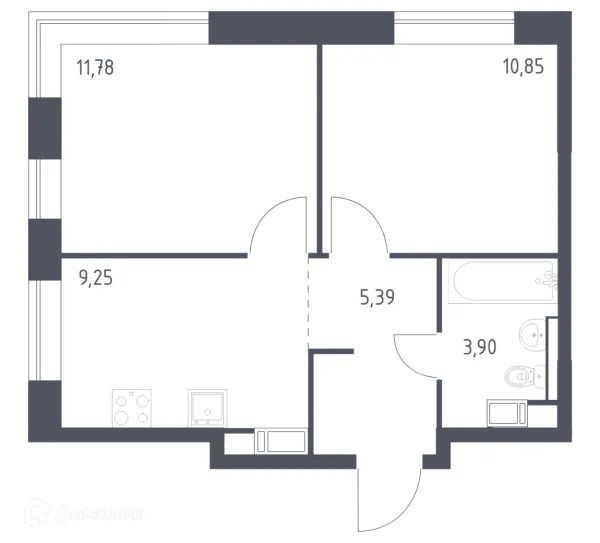 Планировка 2 комн. в ЖК Цветочные поляны