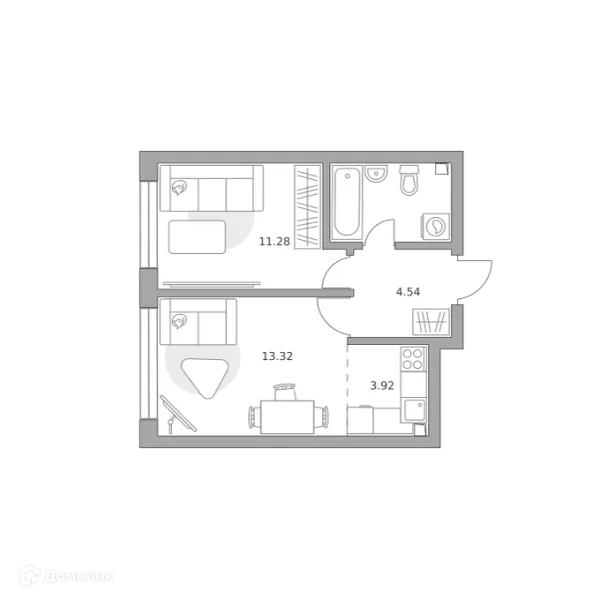 Планировка 2 комн. в ЖК Тринити