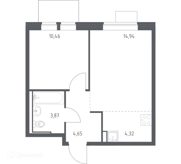 Планировка 1 комн. в ЖК Молжаниново