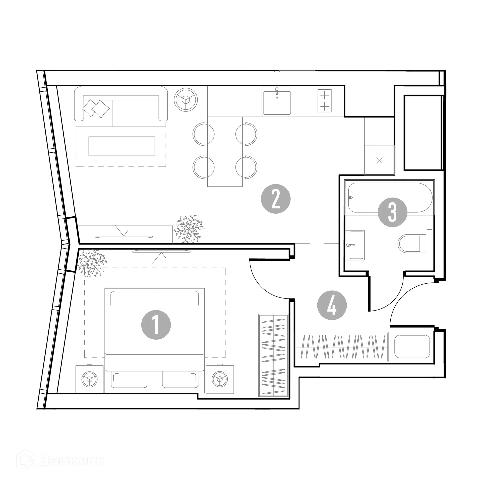 Планировка 1-комнатной квартиры 40.67 м² в УНО.Горбунова, г. Москва — фото 2
