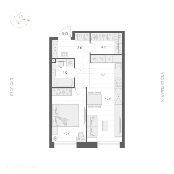 Планировка 1 комн. в ЖК ARTEL (Артель)
