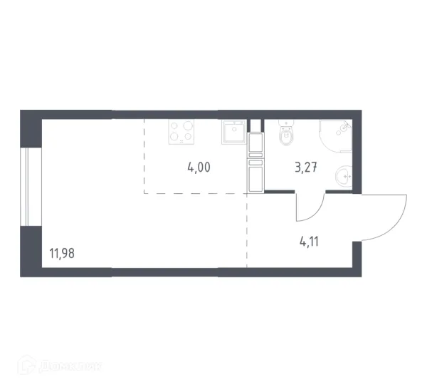 Планировка Студия в ЖК Цветочные поляны