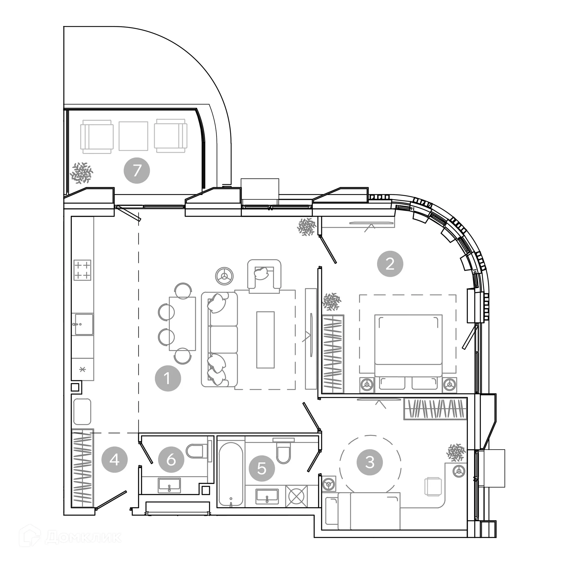 Планировка 3-комнатной квартиры 81.6 м² в ЖК UNO Соколиная гора, г. Москва — фото 2