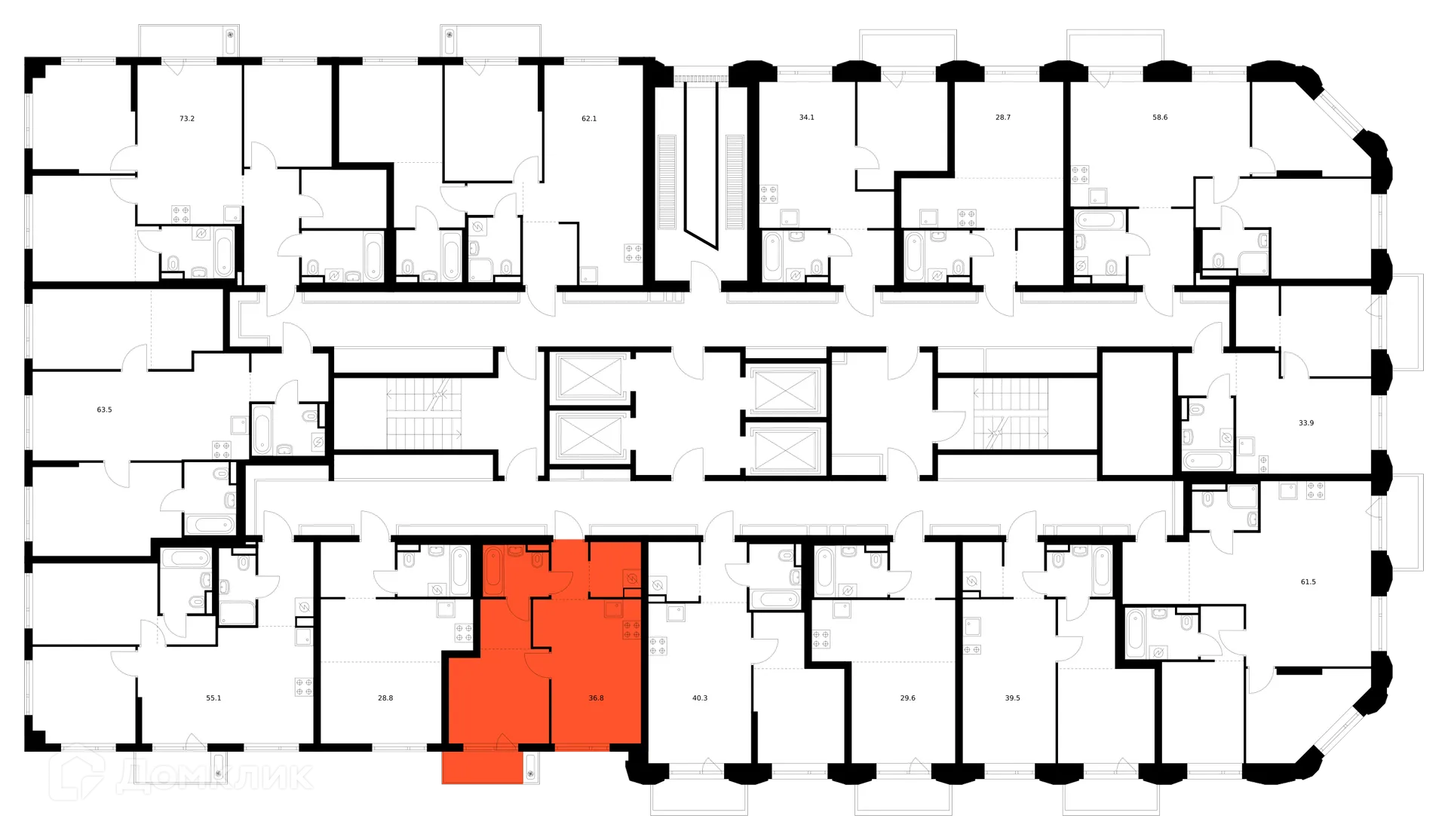 Планировка 1-комнатной квартиры 36.8 м² в ЖК Саларьево парк, г. Москва — фото 2