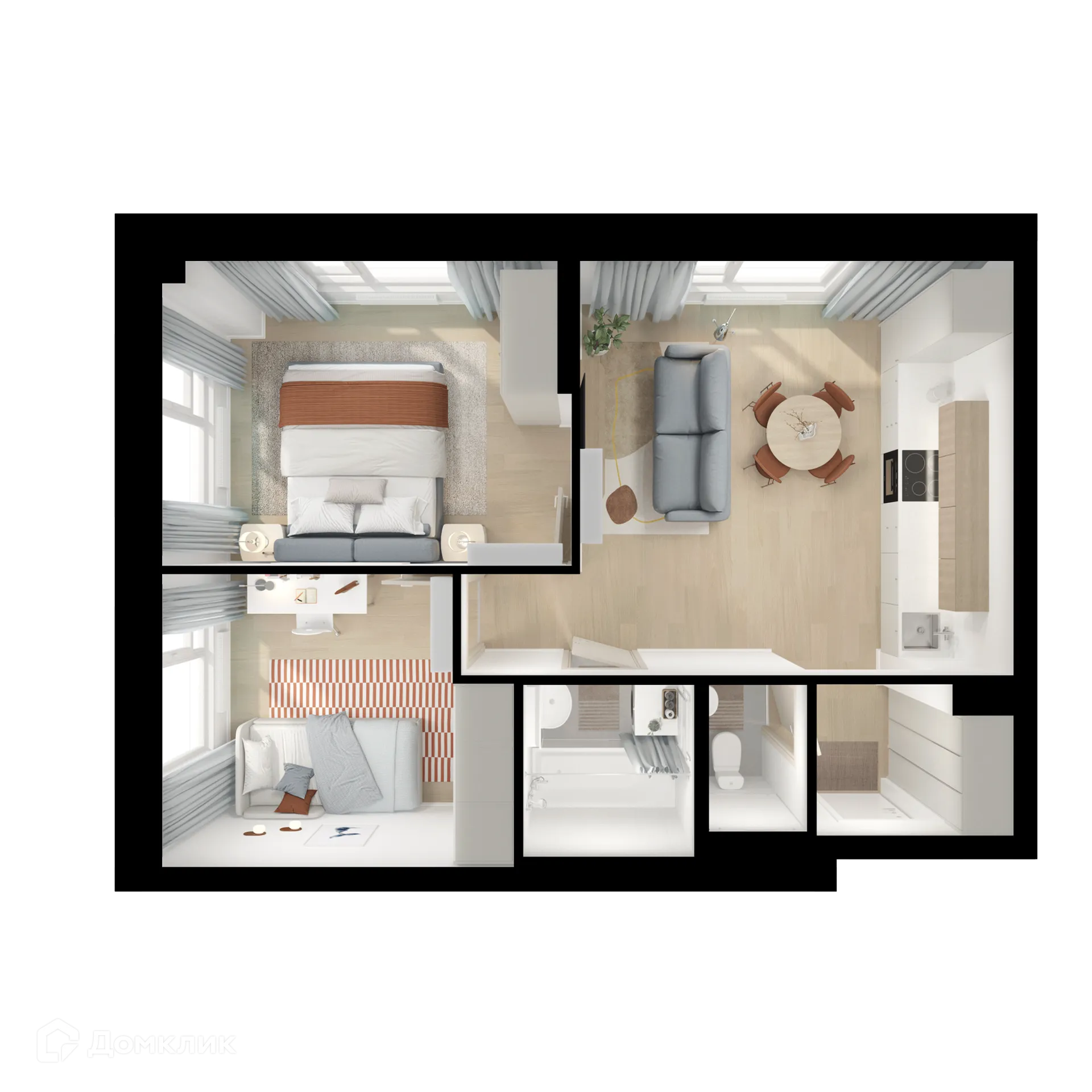 Планировка 2-комнатной квартиры 49.5 м² в ЖК Саларьево парк, г. Москва — фото 2