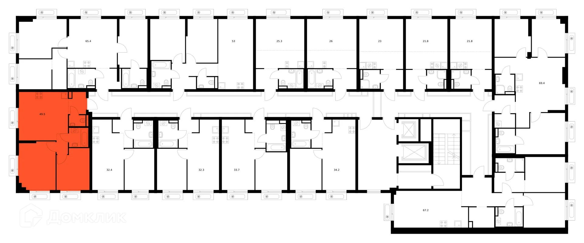 Планировка 2-комнатной квартиры 49.5 м² в ЖК Саларьево парк, г. Москва — фото 3