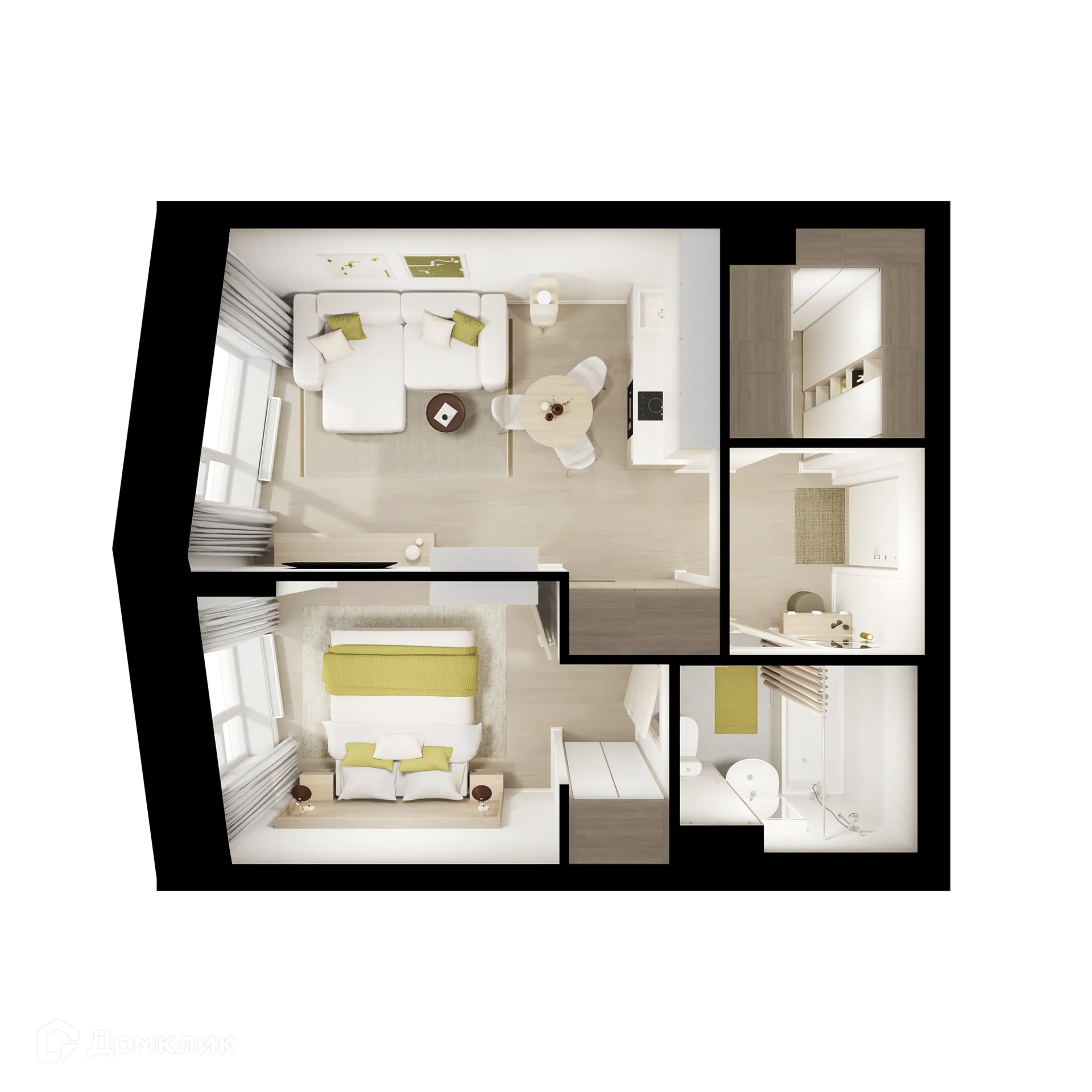 Планировка 1-комнатной квартиры 36.6 м² в ЖК Саларьево парк, г. Москва — фото 1