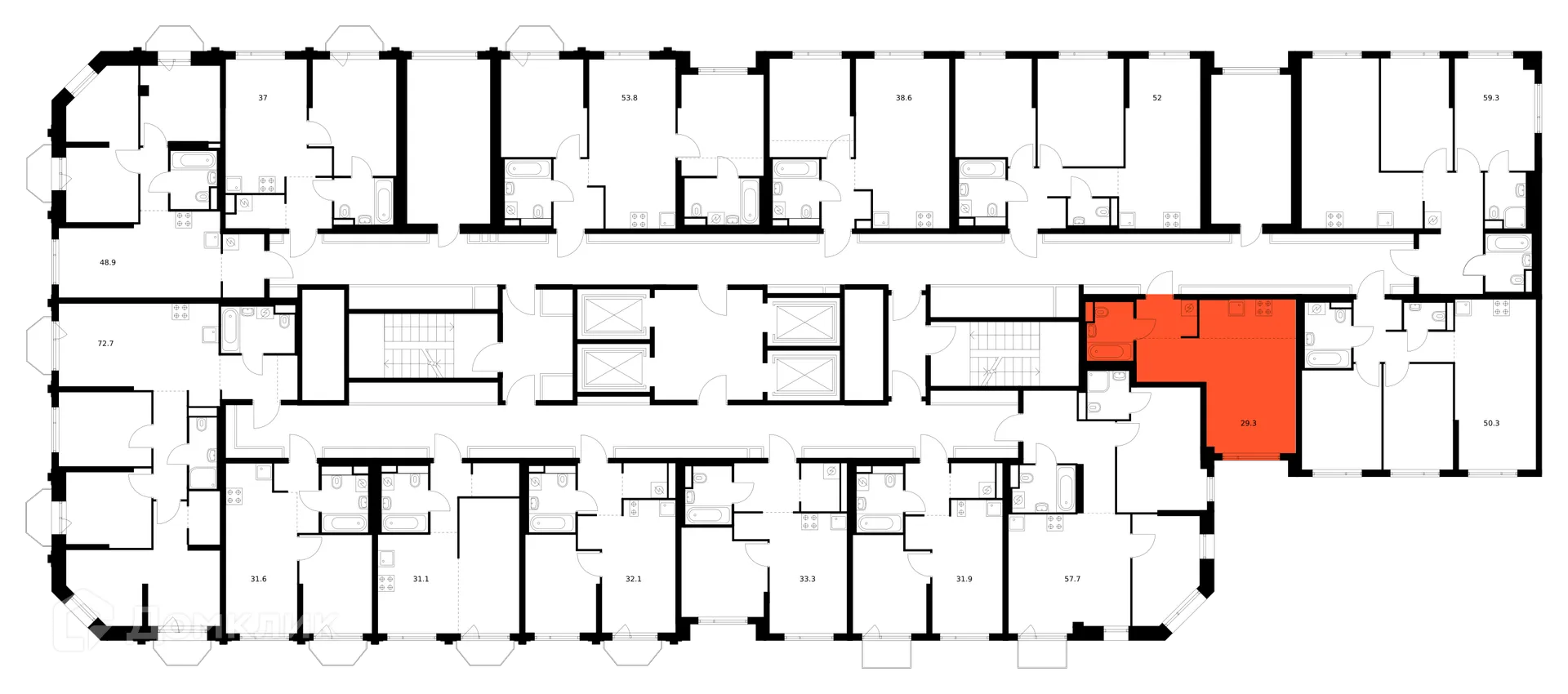 Планировка студии квартиры 29.3 м² в ЖК Саларьево парк, г. Москва — фото 2