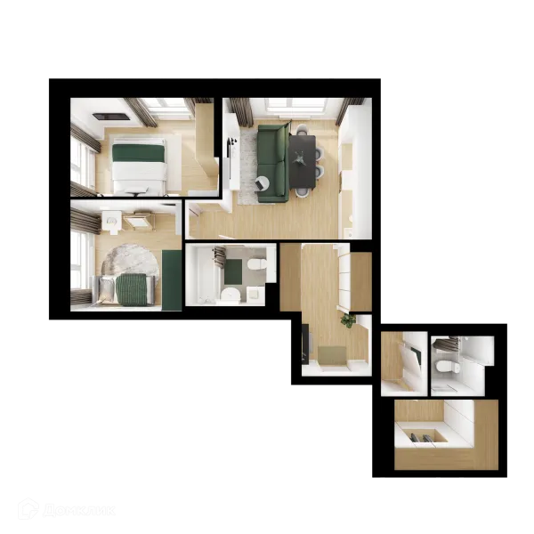 Планировка 2 комн. в ЖК Саларьево парк