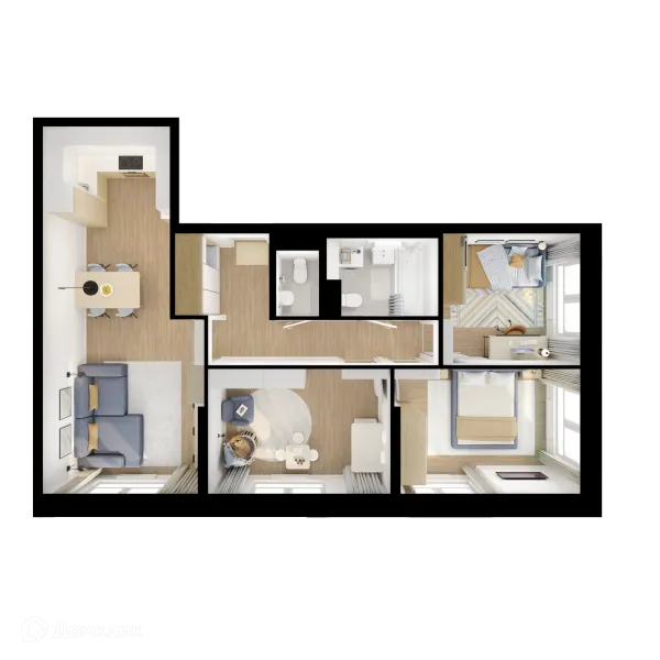 Планировка 3 комн. в ЖК Люблинский парк