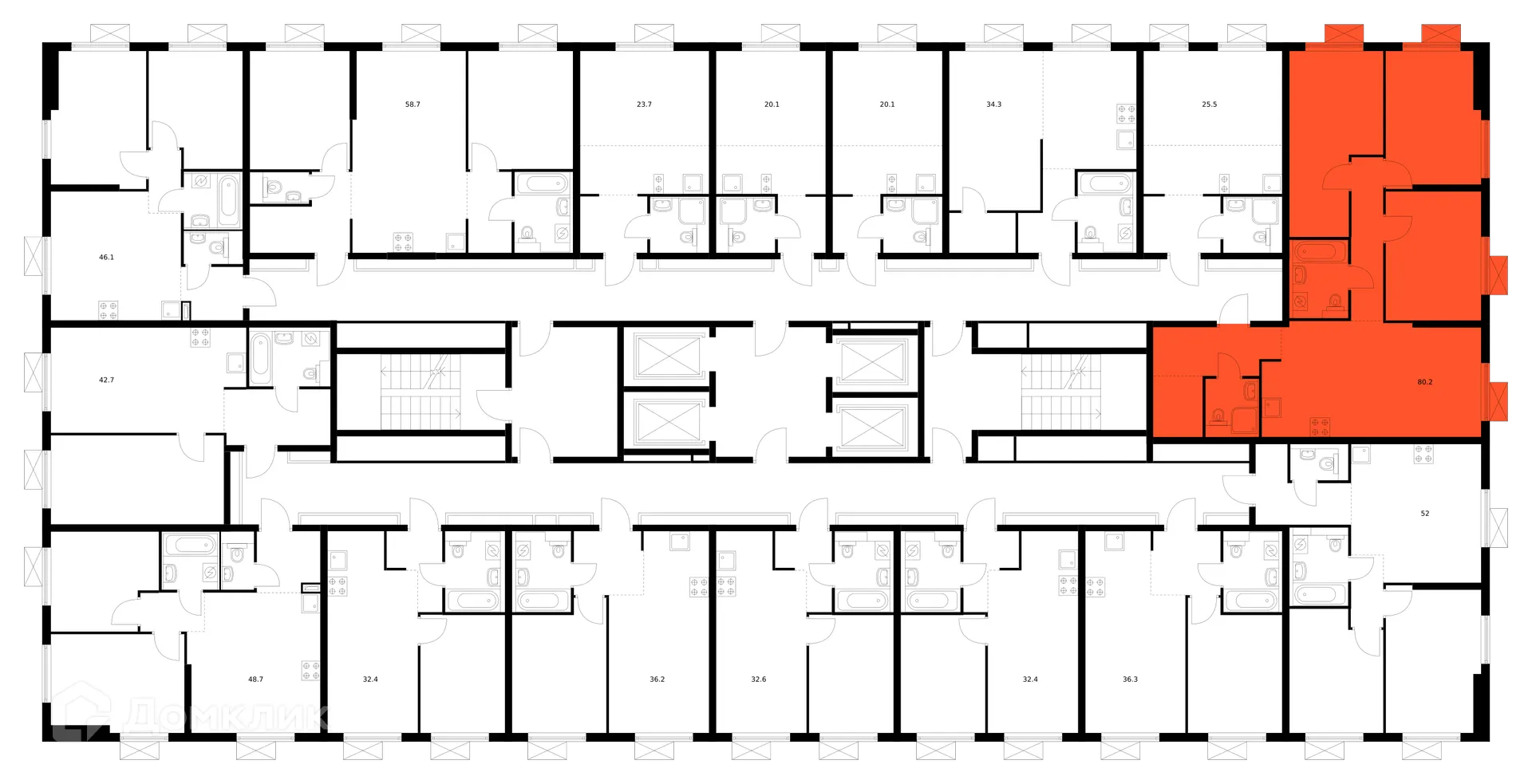 Планировка 3-комнатной квартиры 70.4 м² в ЖК Люблинский парк, г. Москва — фото 2