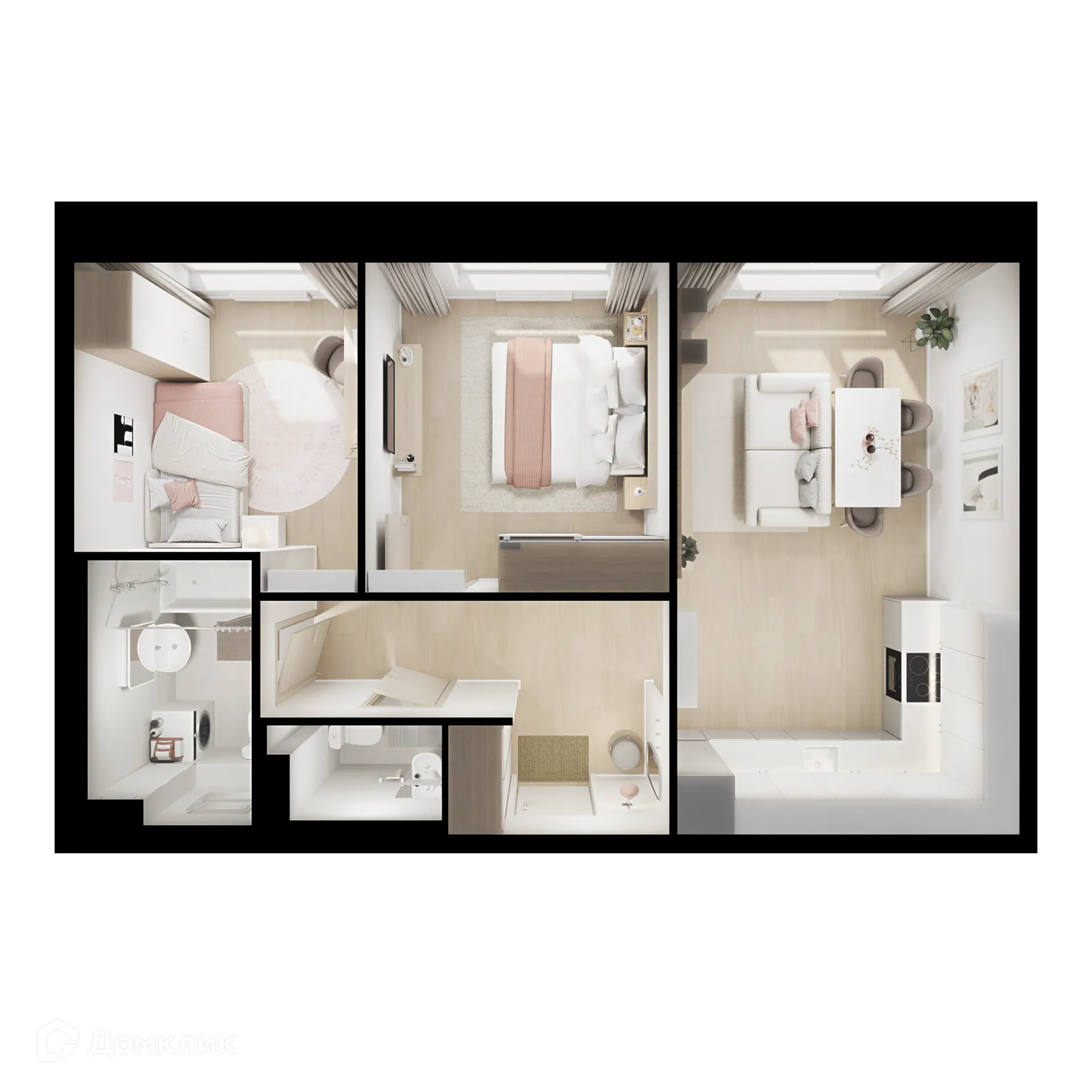 Планировка 2-комнатной квартиры 56.1 м² в ЖК Люблинский парк, г. Москва — фото 2