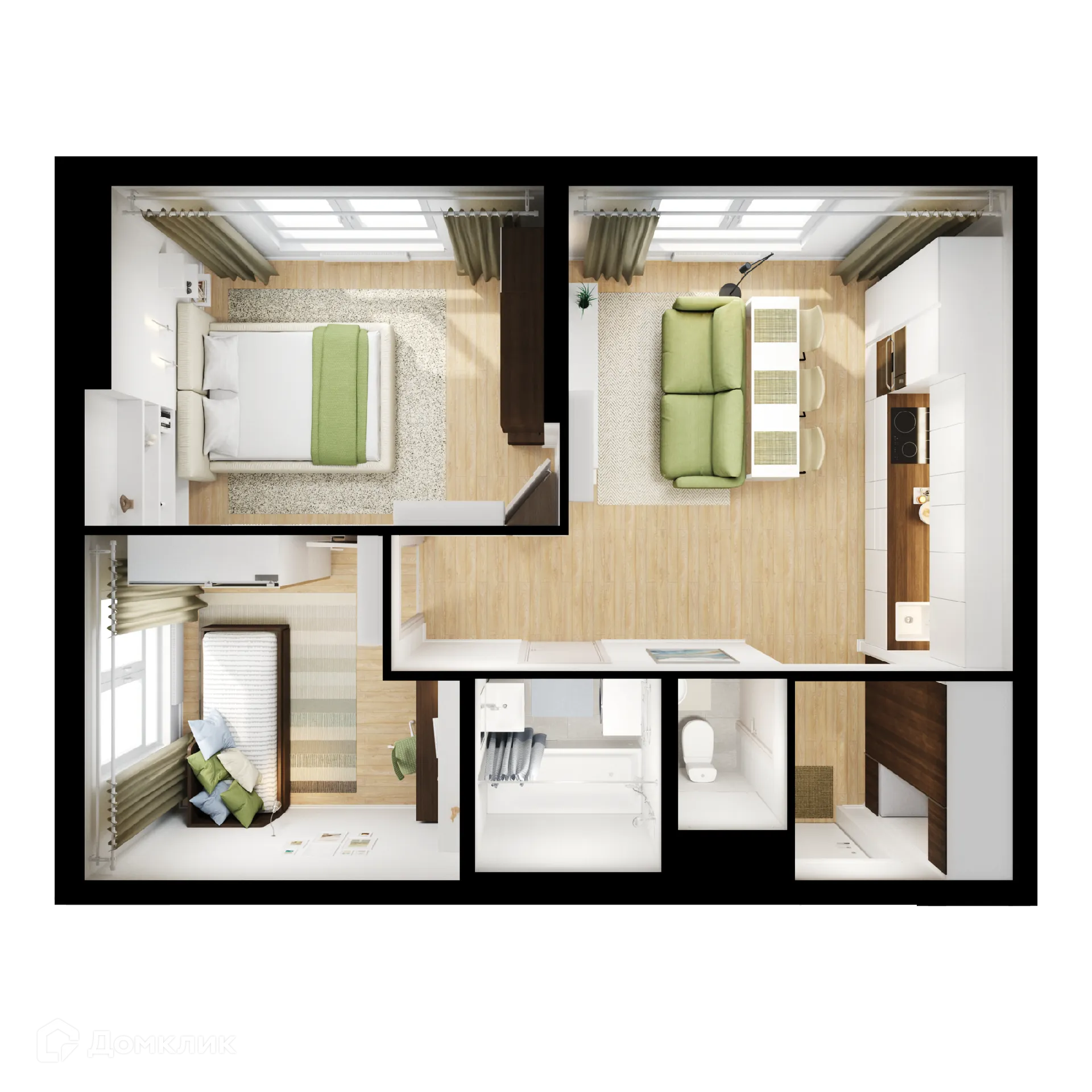 Планировка 2-комнатной квартиры 47.5 м² в ЖК Люблинский парк, г. Москва — фото 1