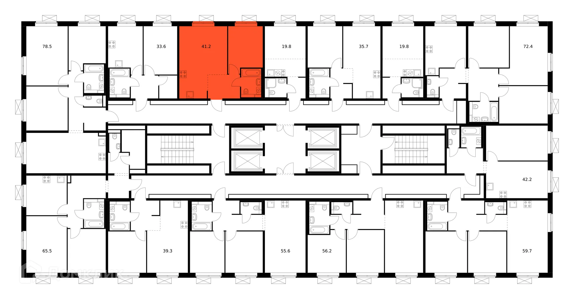 Планировка 1-комнатной квартиры 41.2 м² в ЖК Люблинский парк, г. Москва — фото 3