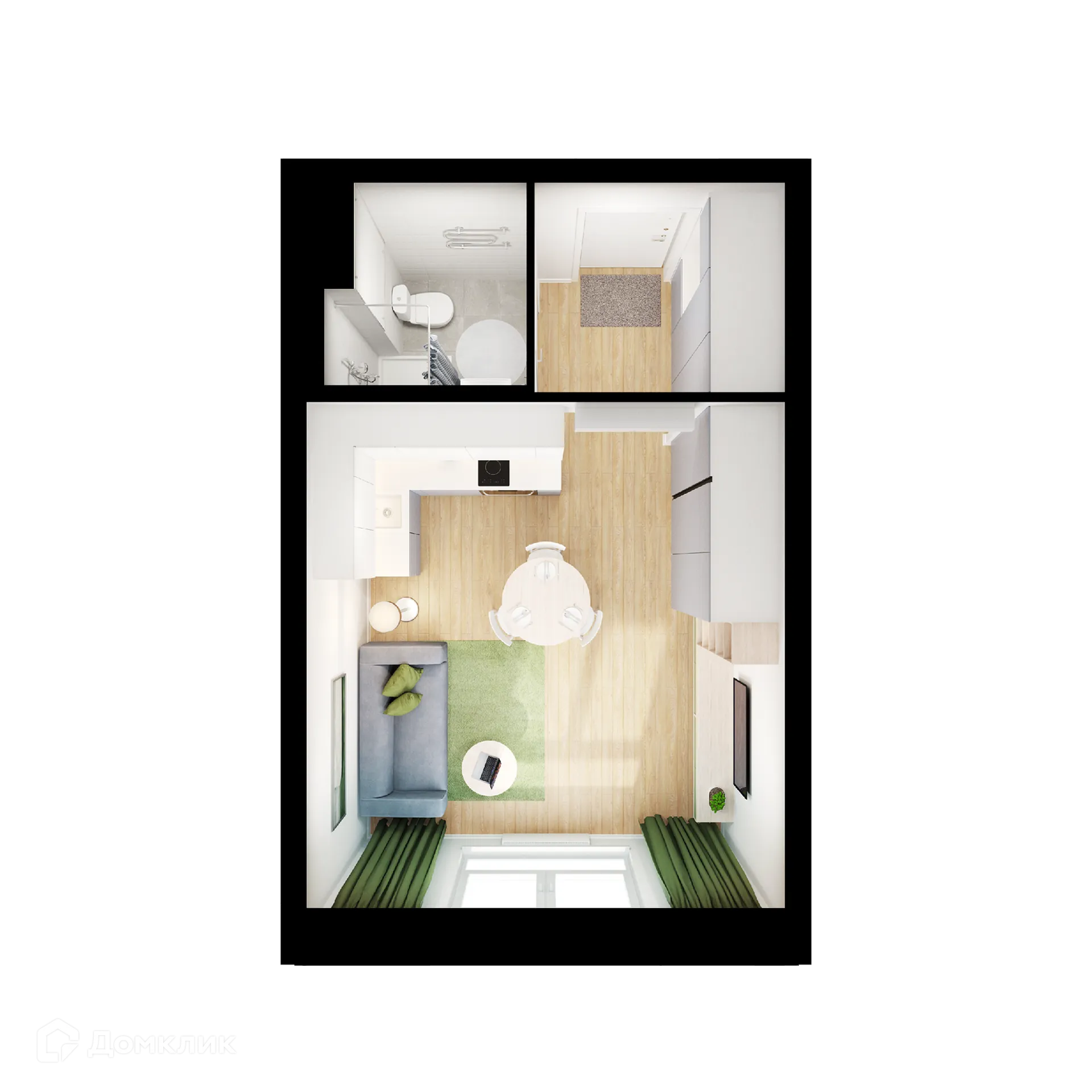 Планировка студии квартиры 23.2 м² в ЖК Люблинский парк, г. Москва — фото 1