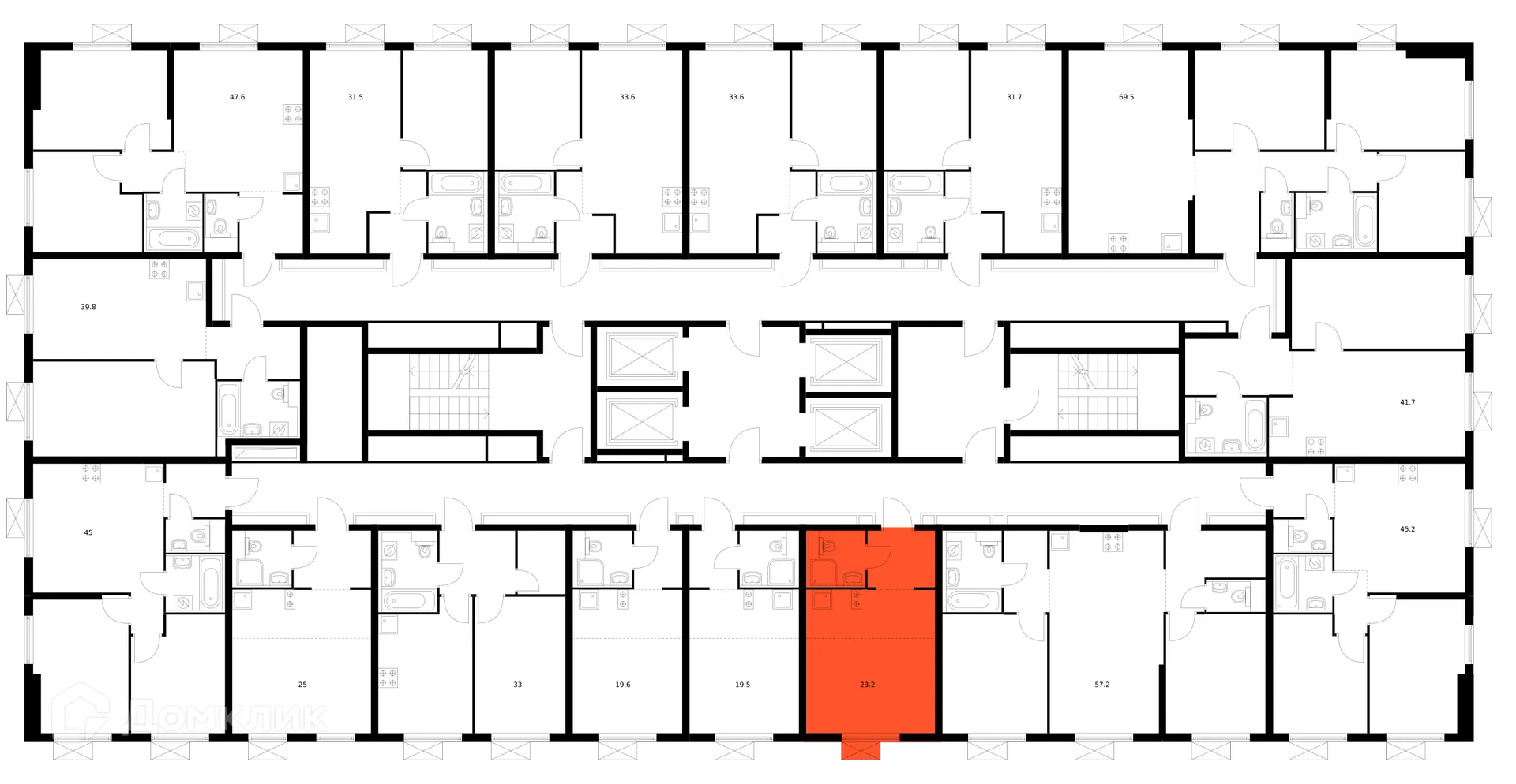 Планировка студии квартиры 23.2 м² в ЖК Люблинский парк, г. Москва — фото 2