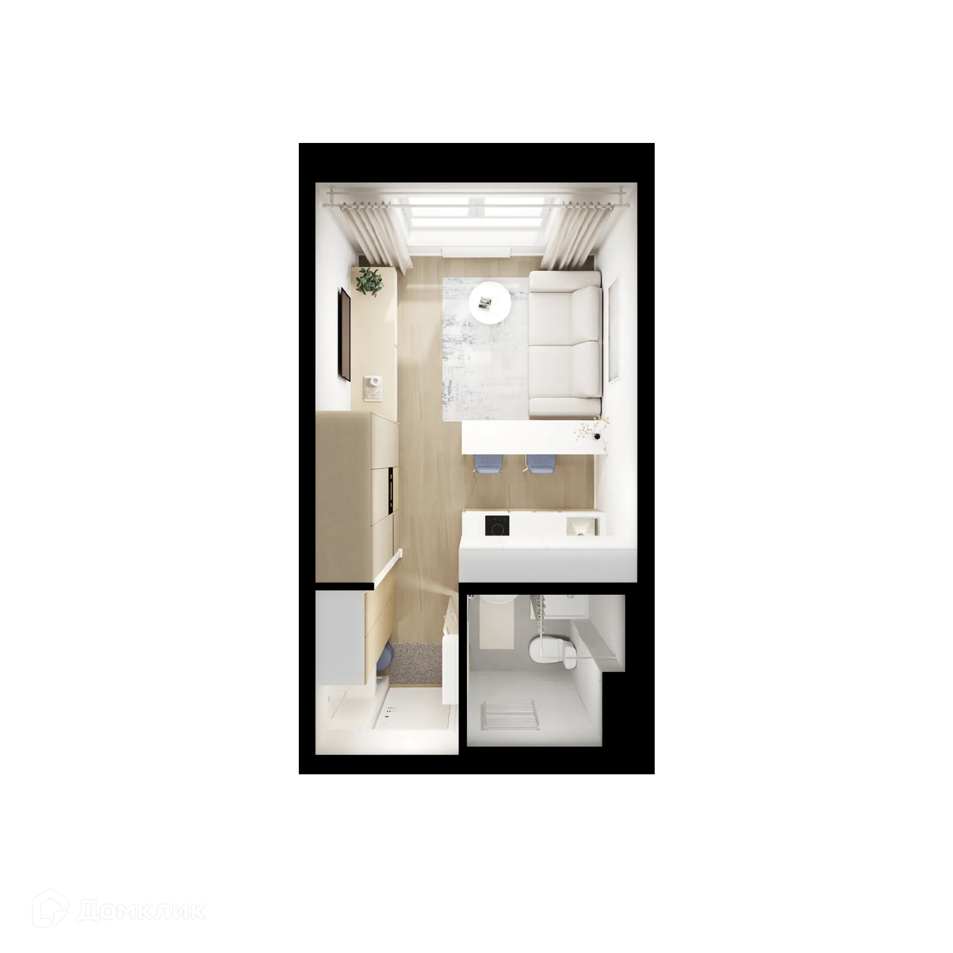 Планировка студии квартиры 19.8 м² в ЖК Люблинский парк, г. Москва — фото 2