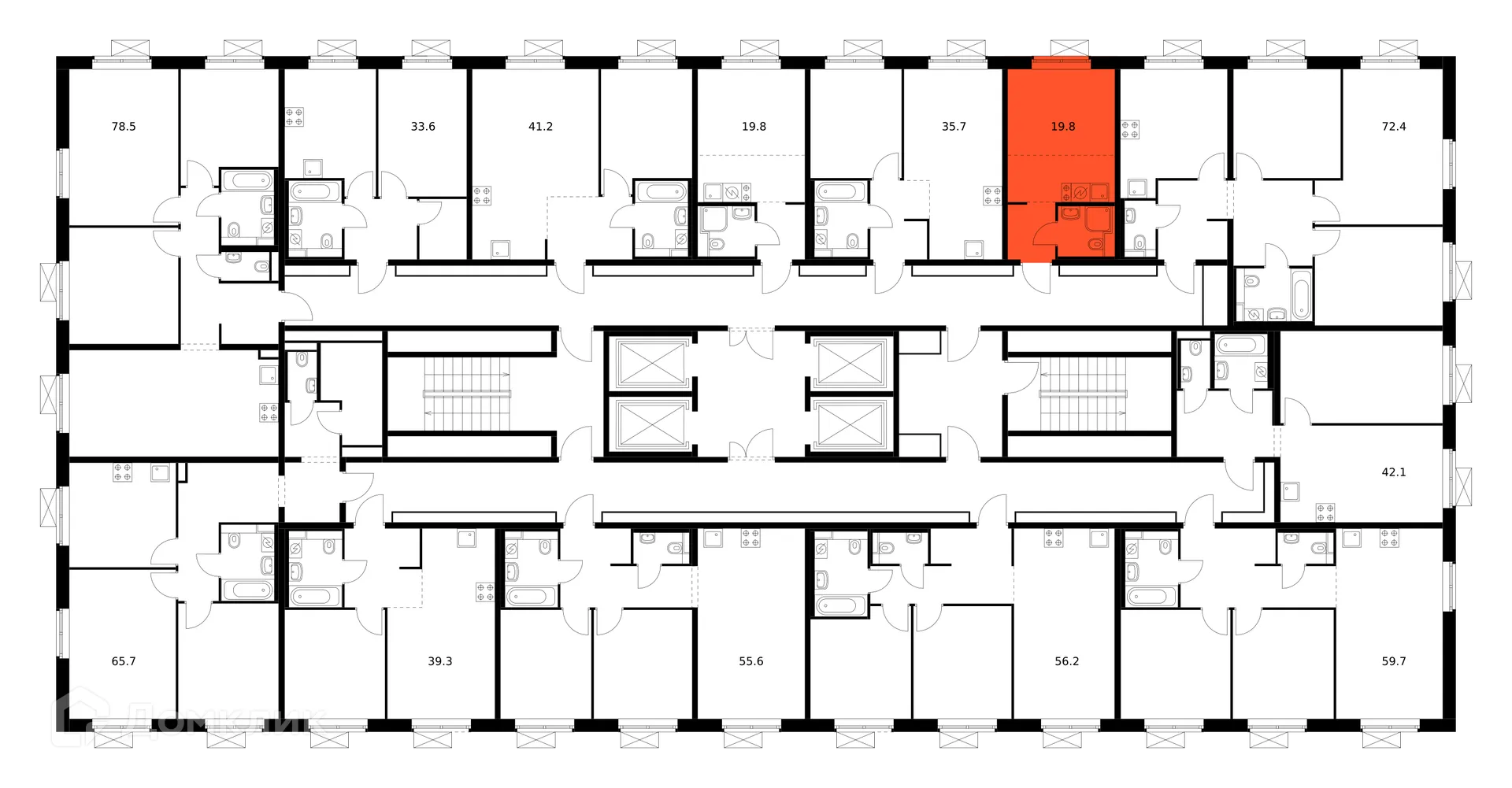 Планировка студии квартиры 19.8 м² в ЖК Люблинский парк, г. Москва — фото 3