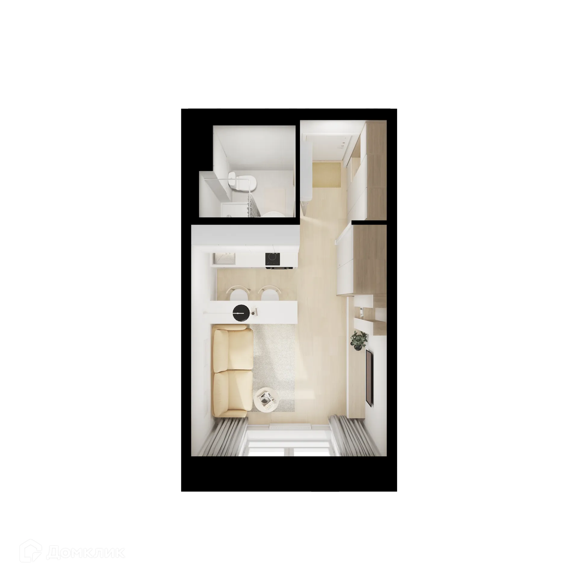 Планировка студии квартиры 19.8 м² в ЖК Люблинский парк, г. Москва — фото 1