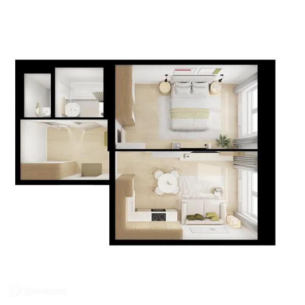 Планировка 1 комн. в ЖК Люблинский парк