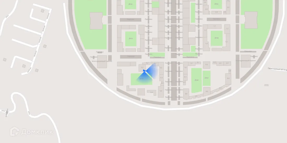 Планировка 2-комнатной квартиры 52.7 м² в ЖК Зелёный парк, г. Москва — фото 3