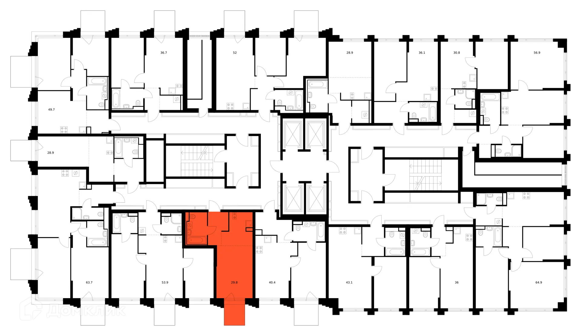 Планировка студии квартиры 29.8 м² в ЖК Зелёный парк, г. Москва — фото 2