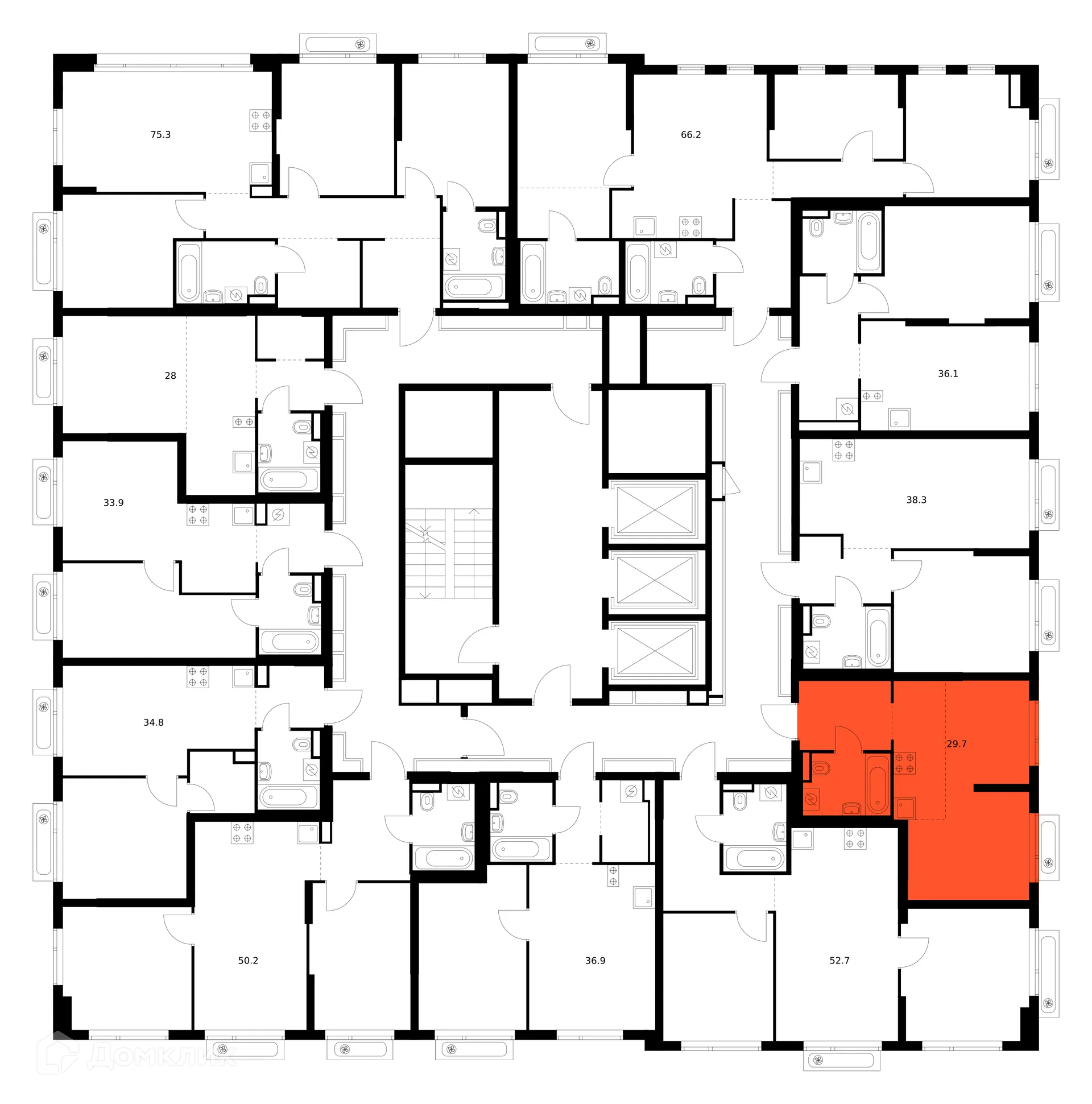 Планировка студии квартиры 29.7 м² в ЖК Зелёный парк, г. Москва — фото 2