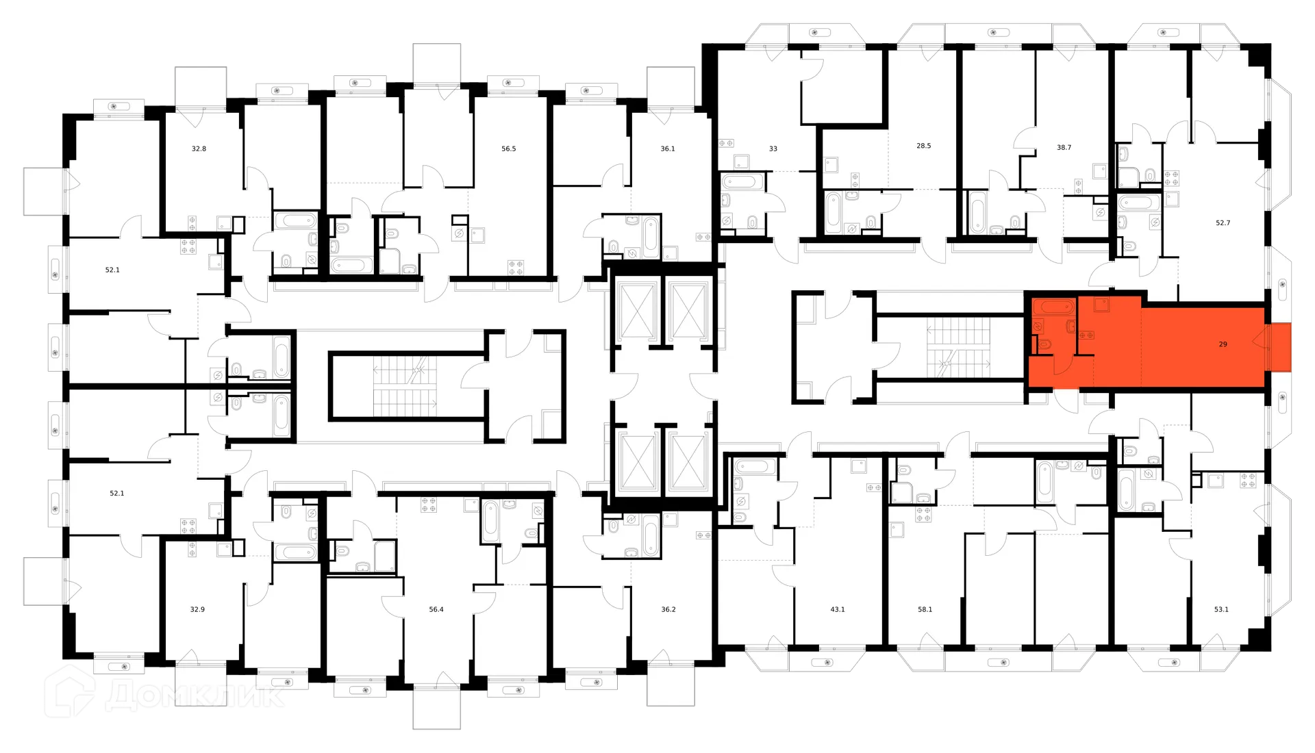 Планировка студии квартиры 29 м² в ЖК Зелёный парк, г. Москва — фото 2
